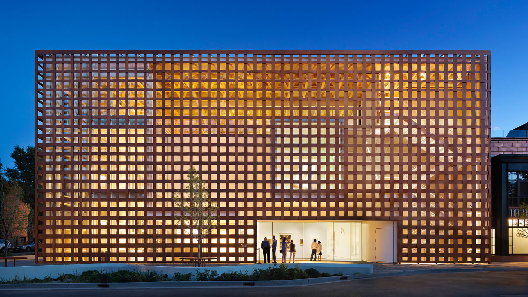 Aspen Art Museum illuminated exterior view